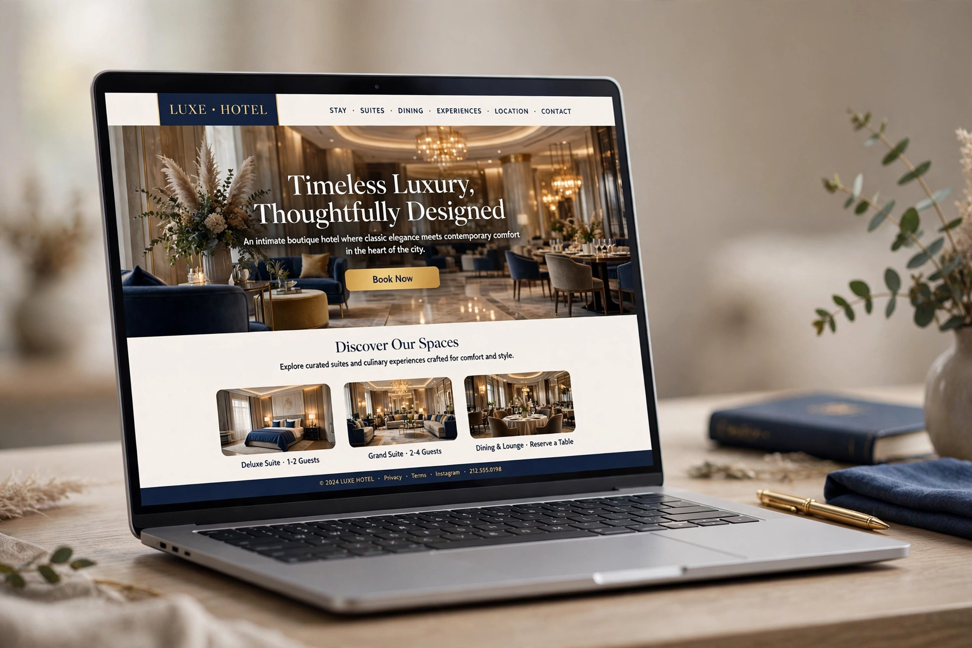Example of a high-end hotel website designed for a boutique property