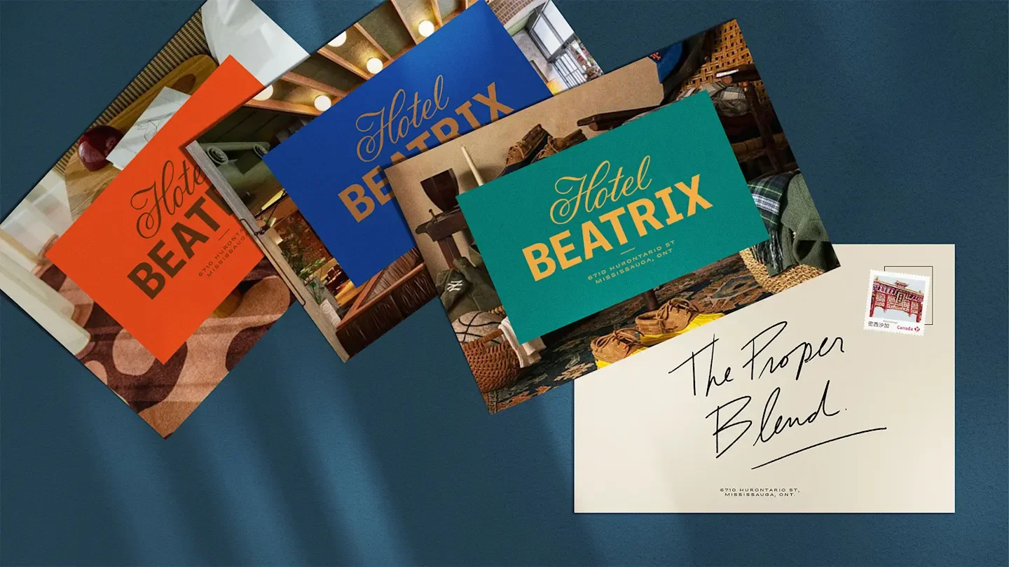 Illustrated hotel postcard custom-design studio example