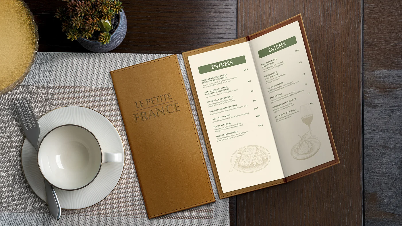 Custom restaurant and cafe menu custom-design studio example