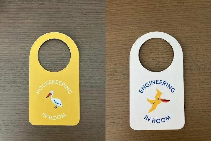 Staff in-room service hanger custom-design studio example